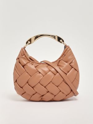4. Women's Croissant bag in woven faux leather Mocha Mousse