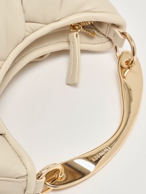 6. Women's Croissant bag in woven faux leather Parchment