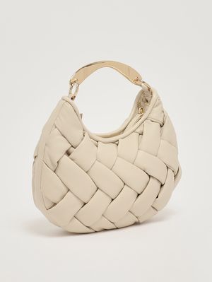 3. Women's Croissant bag in woven faux leather Parchment
