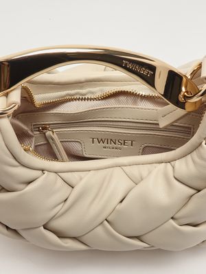 5. Women's Croissant bag in woven faux leather Parchment