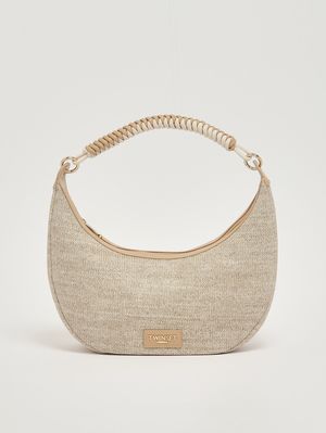 1. Damentasche aus Stoff in Raffia-Optik Stroh