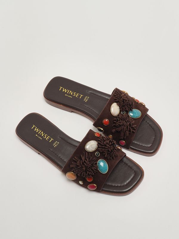 2. Sandalo donna in suede Caffè Twinset 261tgt062