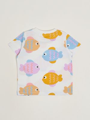 2. Camiseta de algodón para bebé Blanco-Multicolor
