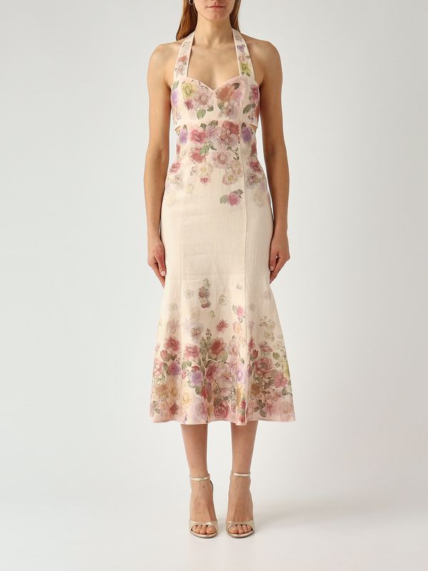 strapless open back dress Floral Full-Length Dress – Le Swan