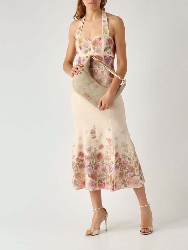 knee length dresses for ladies Mini Dress In Linen Floral Print main image 0