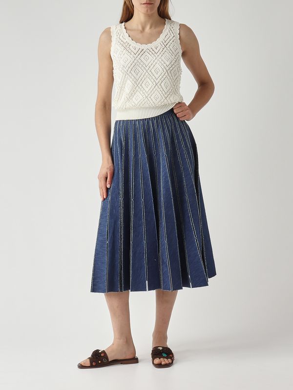 2. Damenrock aus Baumwoll-Denim Mittelblaues Denim Twinset 261tp2350