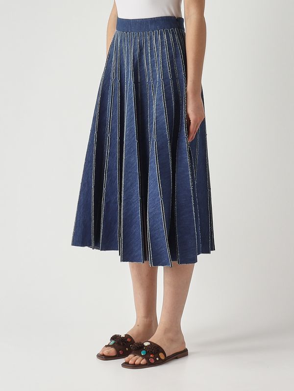3. Damenrock aus Baumwoll-Denim Mittelblaues Denim Twinset 261tp2350