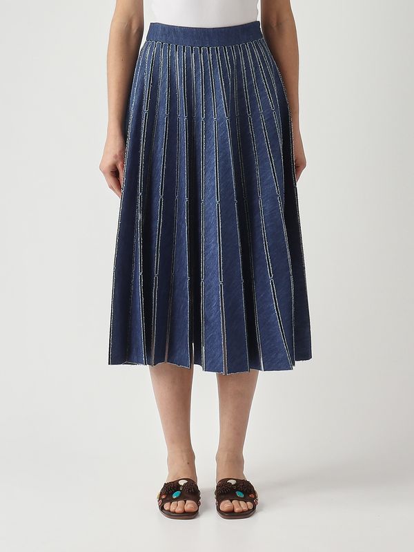 1. Damenrock aus Baumwoll-Denim Mittelblaues Denim Twinset 261tp2350