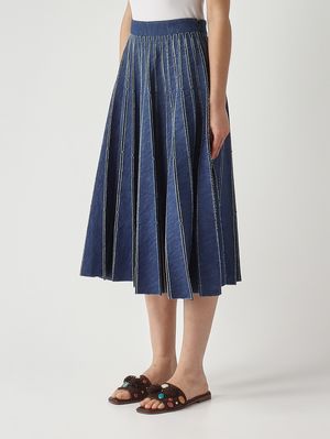 3. Damenrock aus Baumwoll-Denim Mittelblaues Denim
