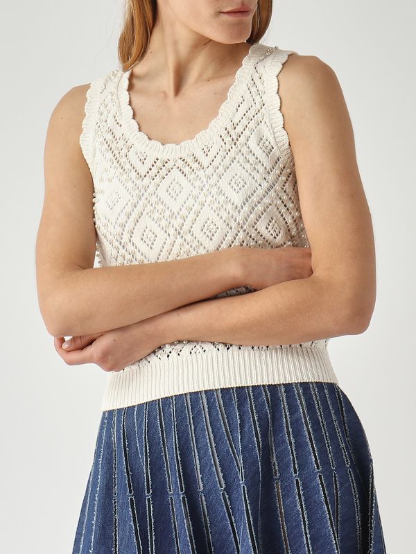 5. Women's cotton knit tank top Mother-of-pearl Twinset 261tp3202