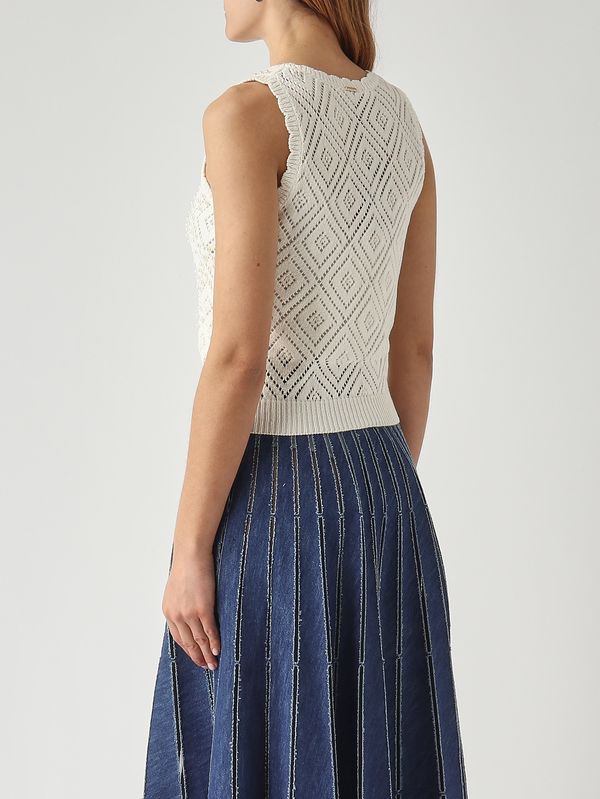 4. Women's cotton knit tank top Mother-of-pearl Twinset 261tp3202
