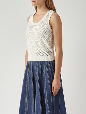 3. Women's cotton knit tank top Mother-of-pearl