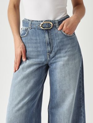 5. Jeans donna in denim di cotone Denim Chiaro
