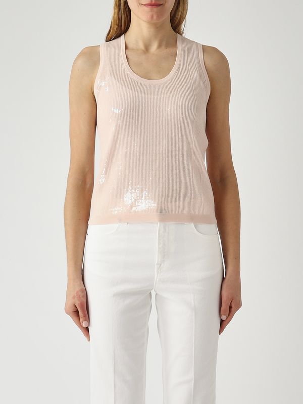 1. Canotta donna in cotone con paillettes Rosa Twinset 261tp3301