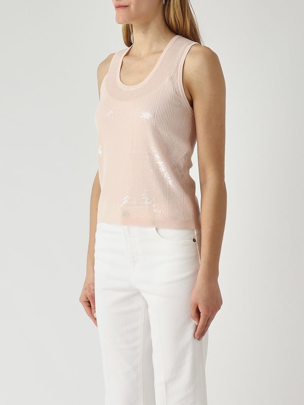 3. Canotta donna in cotone con paillettes Rosa Twinset 261tp3301