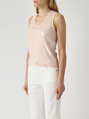3. Canotta donna in cotone con paillettes Rosa