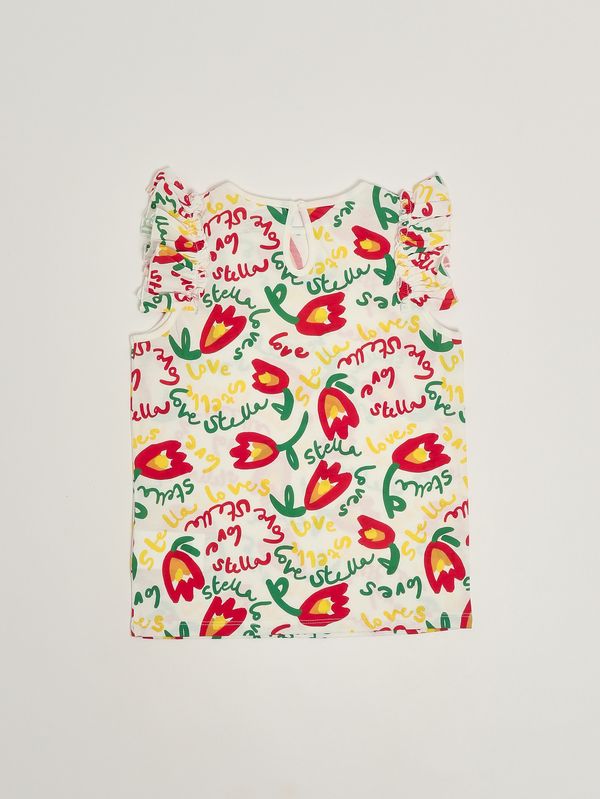2. Camiseta de niña de algodón Marfil Stella McCartney ty8b51z3423