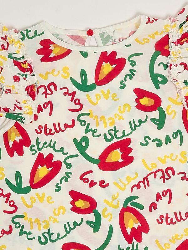 3. Camiseta de niña de algodón Marfil Stella McCartney ty8b51z3423