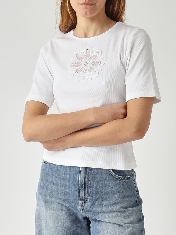 5. Damen-T-Shirt aus Baumwolle Optisches Weiß Twinset 261tp2091