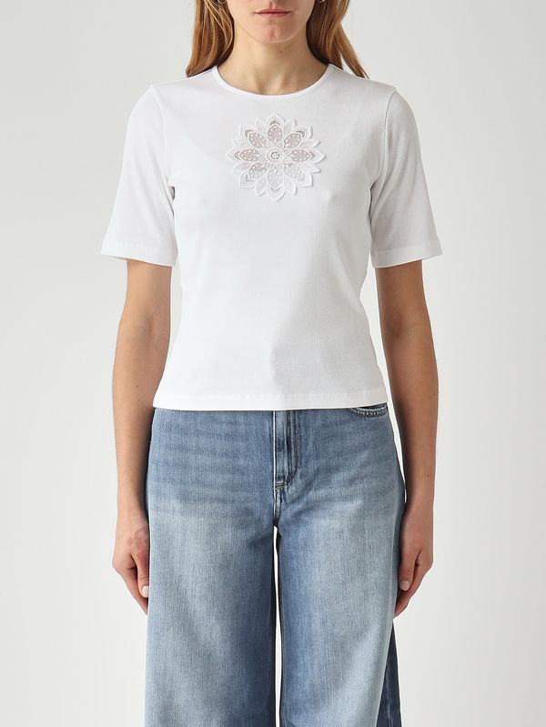 1. Damen-T-Shirt aus Baumwolle Optisches Weiß Twinset 261tp2091