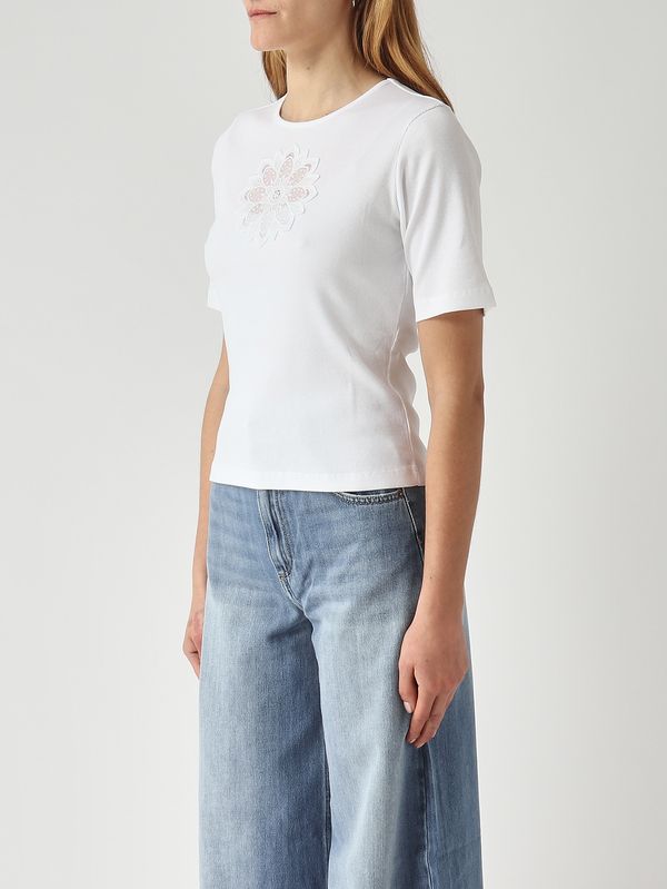 3. Damen-T-Shirt aus Baumwolle Optisches Weiß Twinset 261tp2091