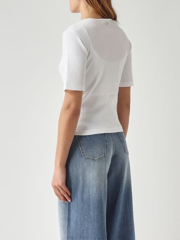 4. Damen-T-Shirt aus Baumwolle Optisches Weiß Twinset 261tp2091