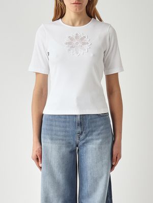 1. Damen-T-Shirt aus Baumwolle Optisches Weiß