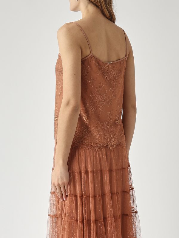 4. Top de mujer de crepé opaco Mousse de moka Twinset 261tp2774