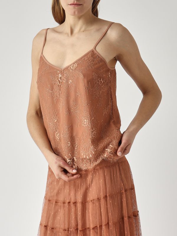 5. Top de mujer de crepé opaco Mousse de moka Twinset 261tp2774