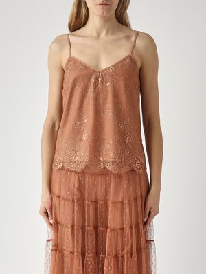 1. Top de mujer de crepé opaco Mousse de moka