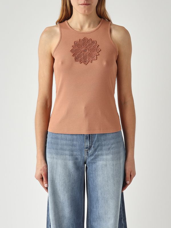 Camiseta de tirantes de mujer de algodón Mousse de moka Twinset