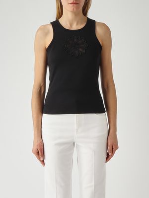 1. Camiseta de tirantes de mujer de algodón Negro
