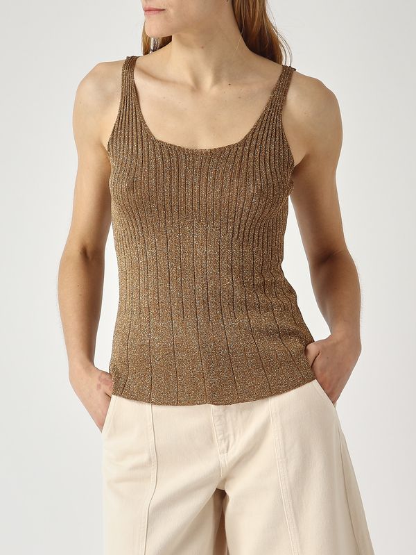 5. Canotta donna in maglia lurex Legno-Oro Twinset 261tp3041