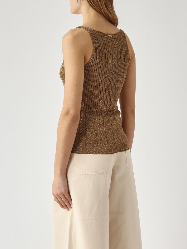 4. Canotta donna in maglia lurex Legno-Oro Twinset 261tp3041