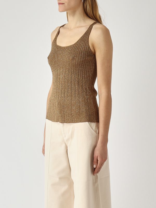 3. Canotta donna in maglia lurex Legno-Oro Twinset 261tp3041