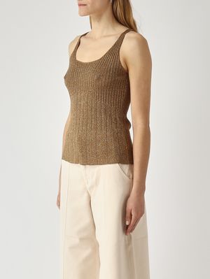 3. Canotta donna in maglia lurex Legno-Oro