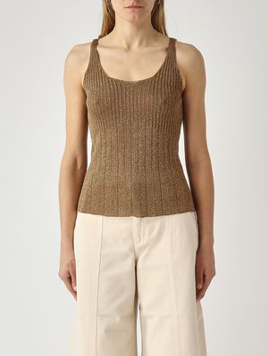 1. Canotta donna in maglia lurex Legno-Oro