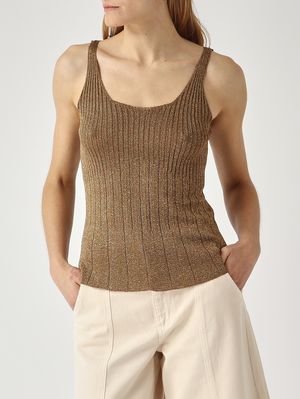 5. Canotta donna in maglia lurex Legno-Oro