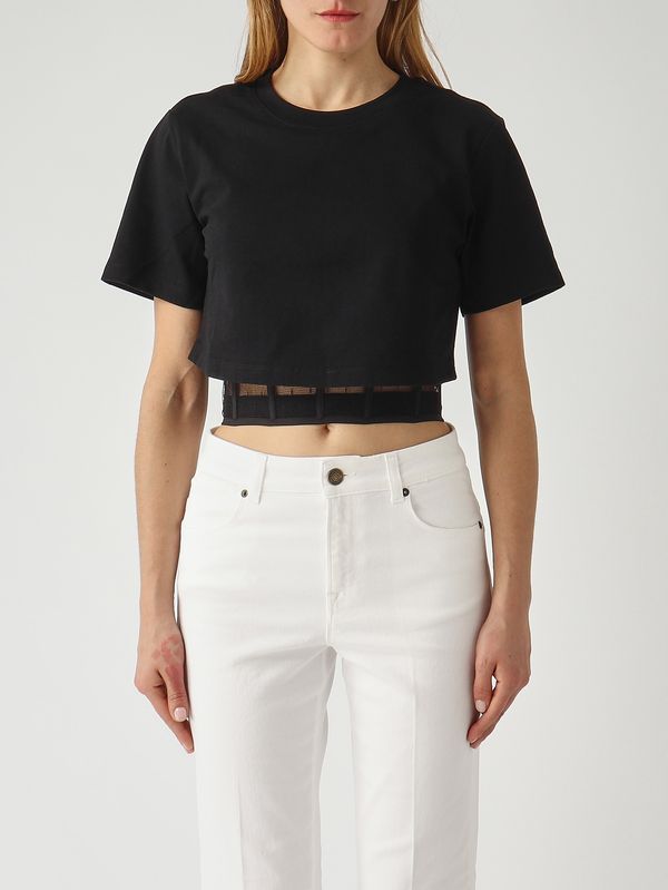 1. Damen-T-Shirt aus Baumwolle Schwarz Twinset 261tp2020