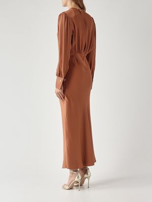 4. Women's satin viscose dress Mocha Mousse