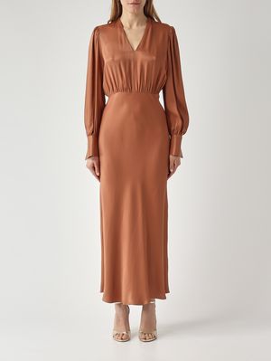 1. Women's satin viscose dress Mocha Mousse