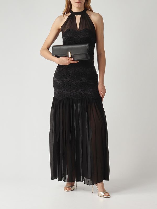 2. Abito donna in georgette plissé Nero Twinset 261tp2780