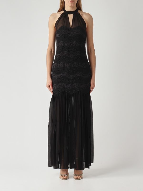 1. Abito donna in georgette plissé Nero Twinset 261tp2780