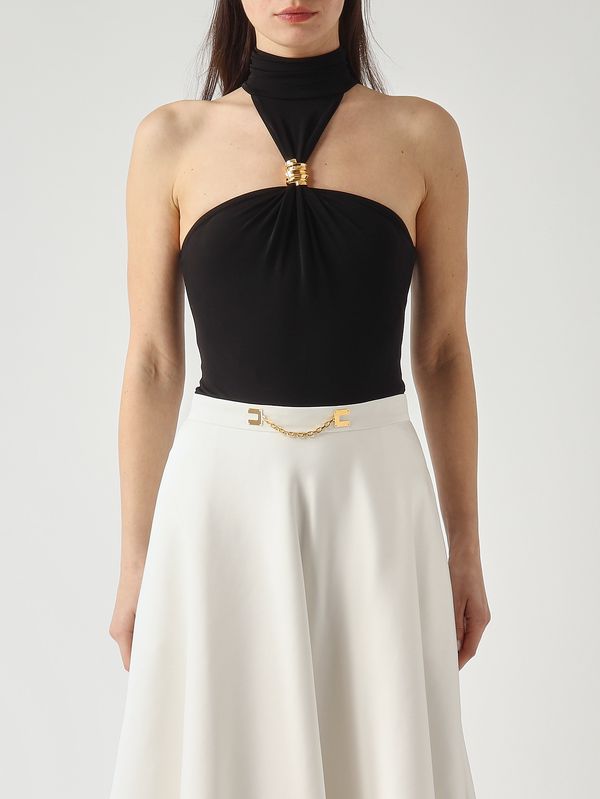 1. Damen-Body aus Crêpe-Jersey Schwarz Elisabetta Franchi bo01761e2