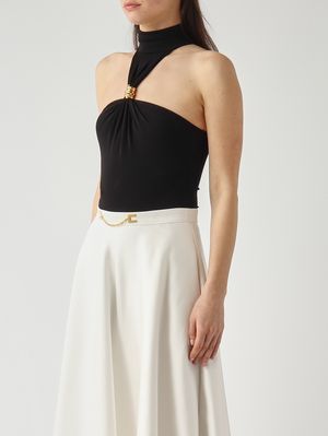3. Damen-Body aus Crêpe-Jersey Schwarz