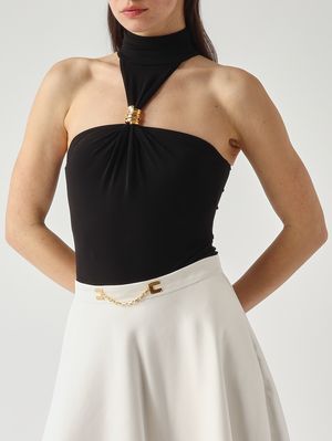 5. Damen-Body aus Crêpe-Jersey Schwarz