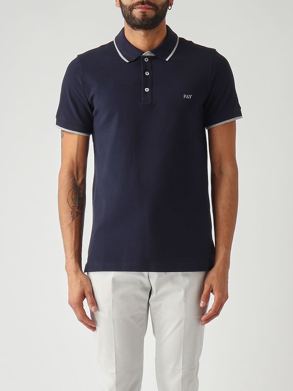Polo para hombre de piqué de algodón elástico. Azul marino Fay