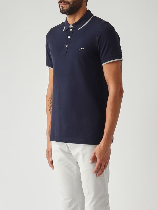 3. Polo uomo in piqué di cotone stretch Blu Navy Fay npmb252140stdw
