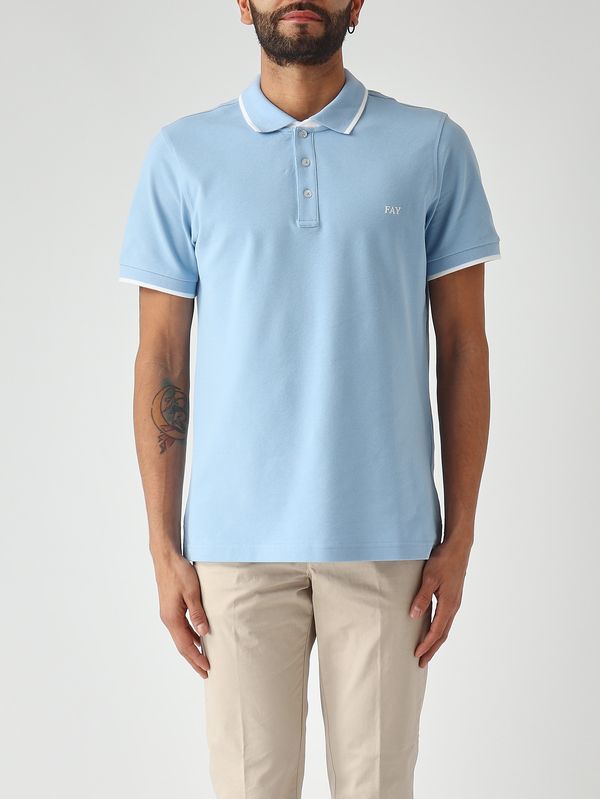 1. Polo uomo in piqué di cotone stretch Celeste Fay npmb252140stdw