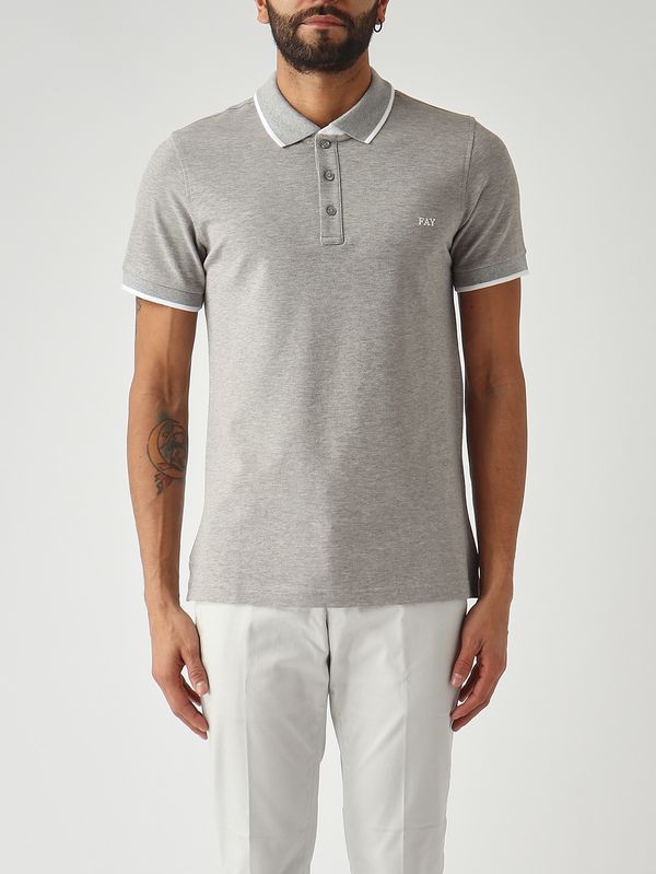 Polo para hombre de piqué de algodón elástico. Gris Fay